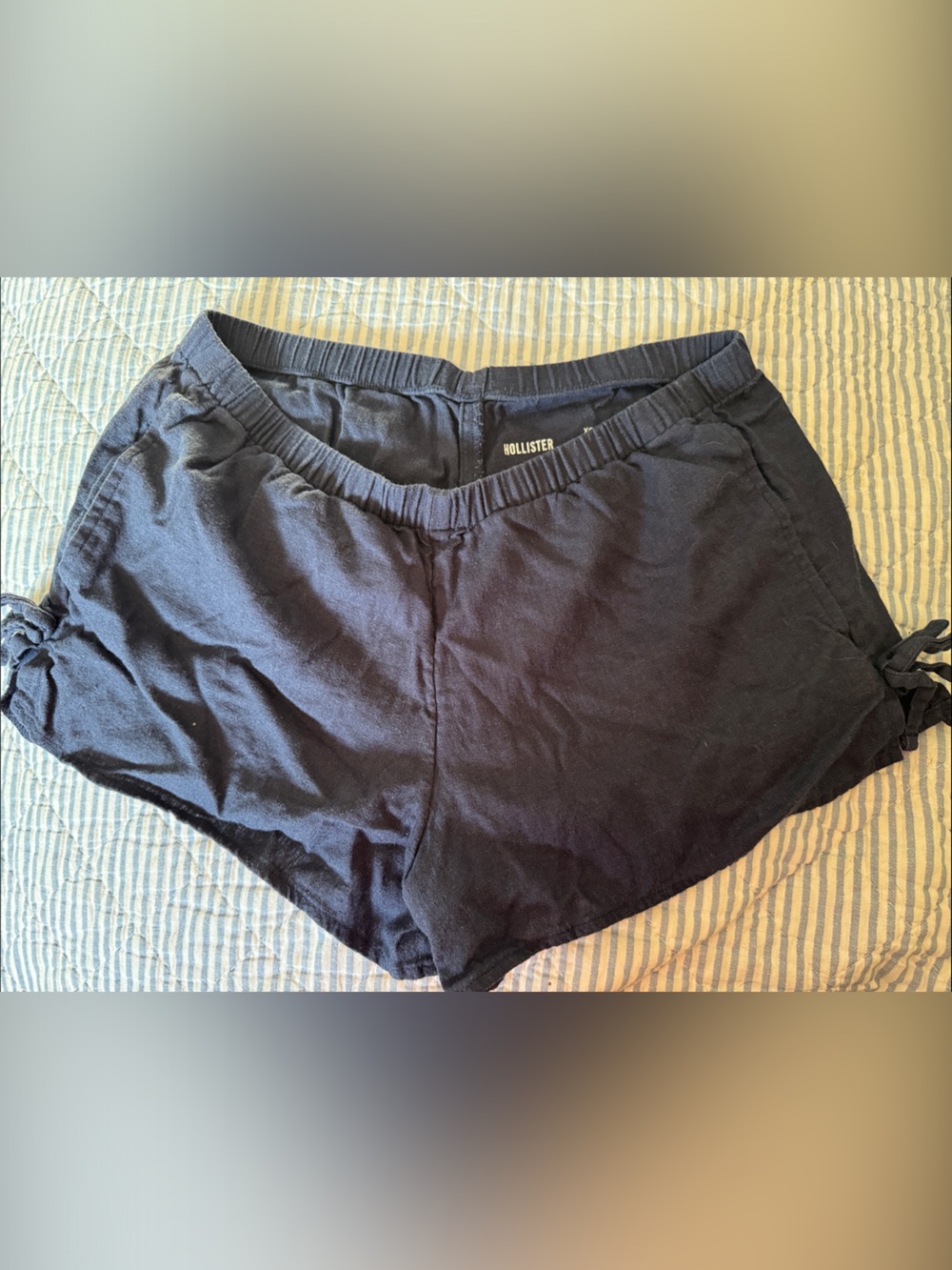 Hollister Navy linen Drawstring Shorts